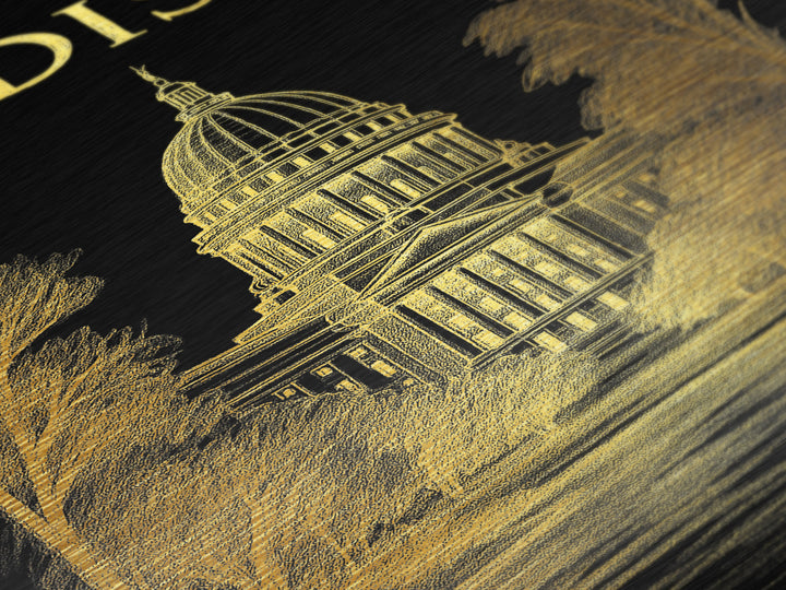Madison Wisconsin travel, Metallic Gold Print, Modern House Art, Metal Art, Wood Framed Art, Wanderlust Gift