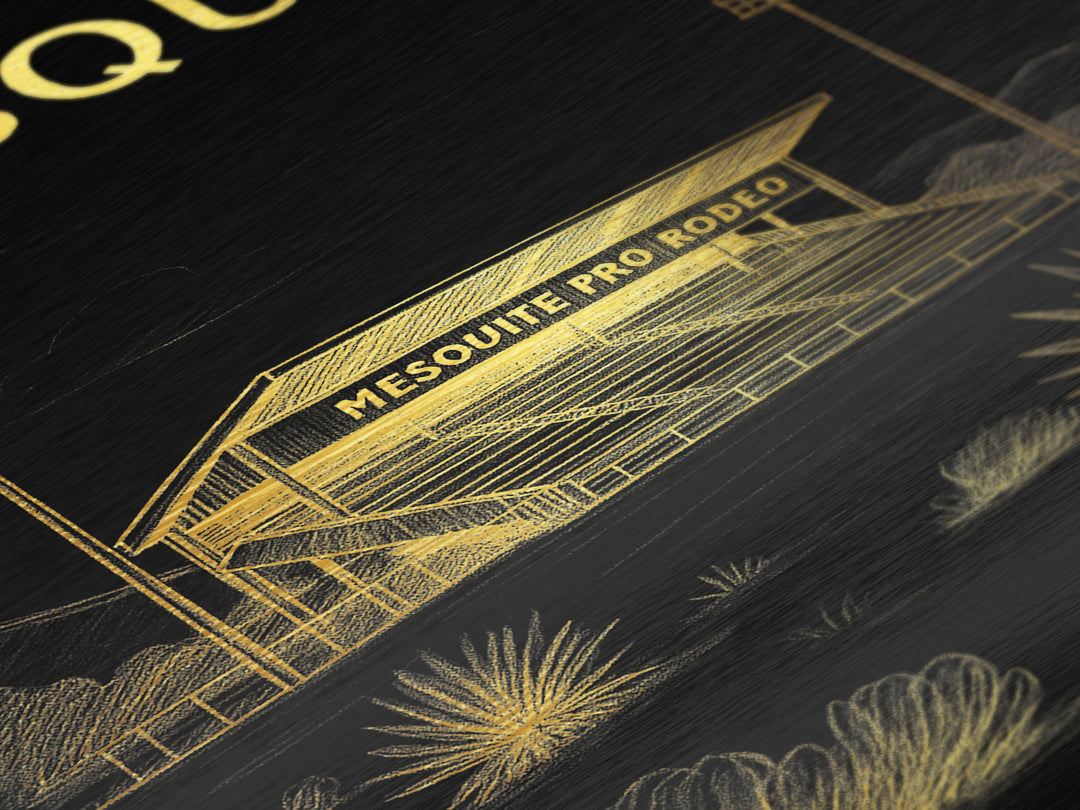 Mesquite Texas travel, Metallic Gold Print, Modern Skyline Wall Print, Metal Art, Wood Framed Art, Adventure Lover Gift