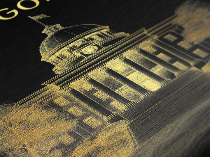 Montgomery Alabama travel, Metallic Gold Print, College Dorm Décor, Metal Art, Wood Framed Art, Graduation Travel Gift