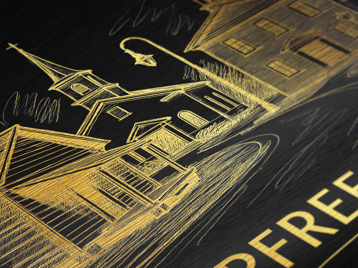 Murfreesboro Tennessee art, Metallic Gold Art, Office Decor, Metal Art, Wood Framed Art, Graduation Travel Gift
