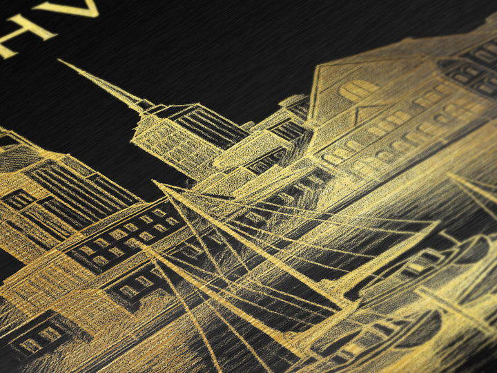 Nashville Tennessee travel, Metallic Gold Print, Modern Skyline Wall Print, Metal Art, Wood Framed Art, Adventure Lover Gift, Travel Gift