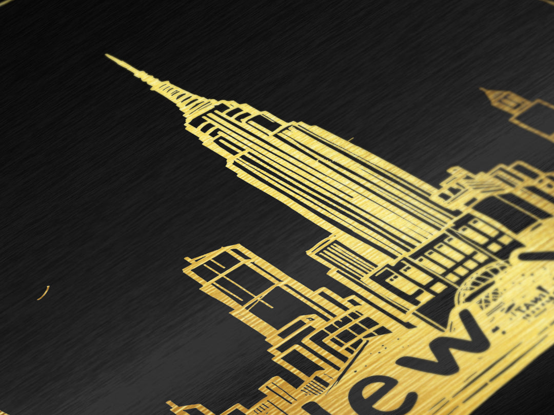 New York New York art, Metallic Gold Art, Modern House Art, Metal Art, Wood Framed Art, Graduation Travel Gift, Travel Gift