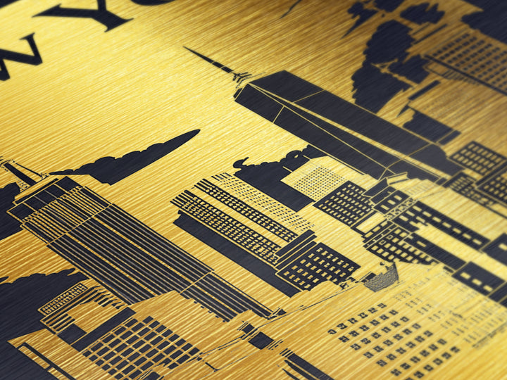 New York New York travel, Metallic Gold Print, Closing Gift, Metal Art, Wood Framed Art, Anniversary Travel Gift, Retirement Travel Gift