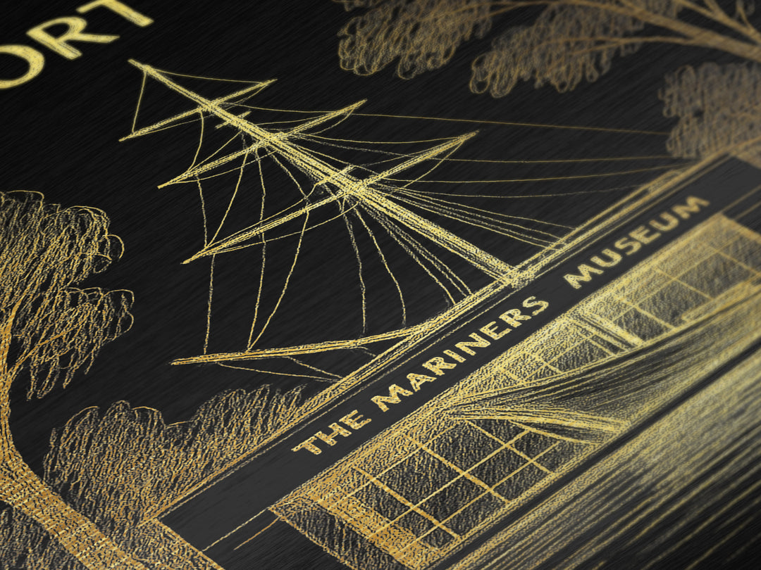 Newport News Virginia art, Metallic Gold Art, Travel Art Prints, Metal Art, Wood Framed Art, Adventure Lover Gift, Traveler Gift