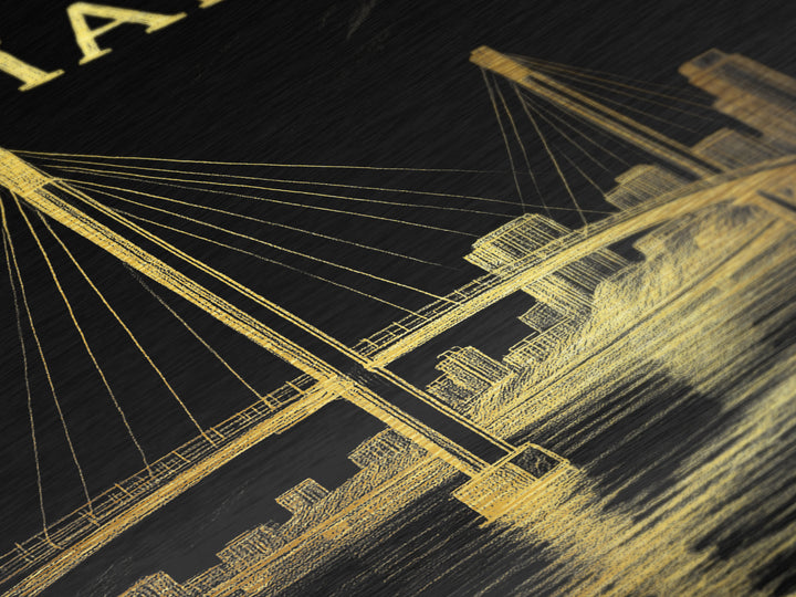 Omaha Nebraska travel, Metallic Gold Print, Modern House Art, Metal Art, Wood Framed Art, Traveler Gift, Destination Gift