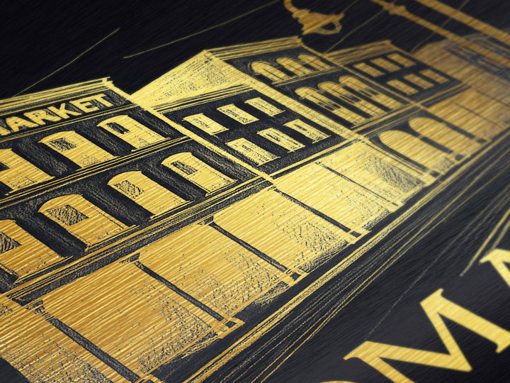 Omaha Nebraska art, Metallic Gold Art, Modern House Art, Metal Art, Wood Framed Art, Graduation Travel Gift, Travel Gift