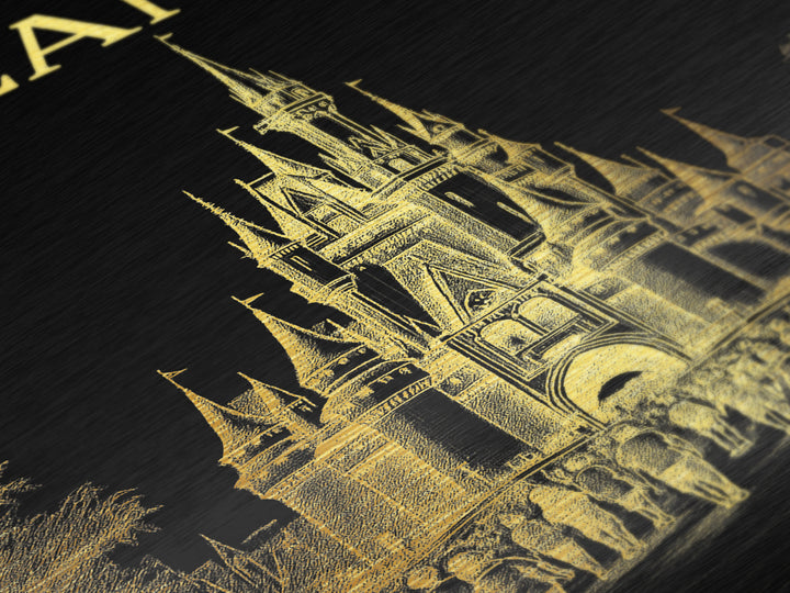 Orlando Florida travel, Metallic Gold Print, Closing Gift, Metal Art, Wood Framed Art, Anniversary Travel Gift, Retirement Travel Gift