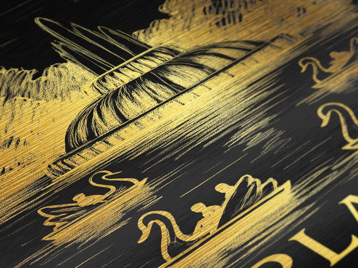 Orlando Florida art, Metallic Gold Art, Office Decor, Metal Art, Wood Framed Art, Graduation Travel Gift, Destination Gift