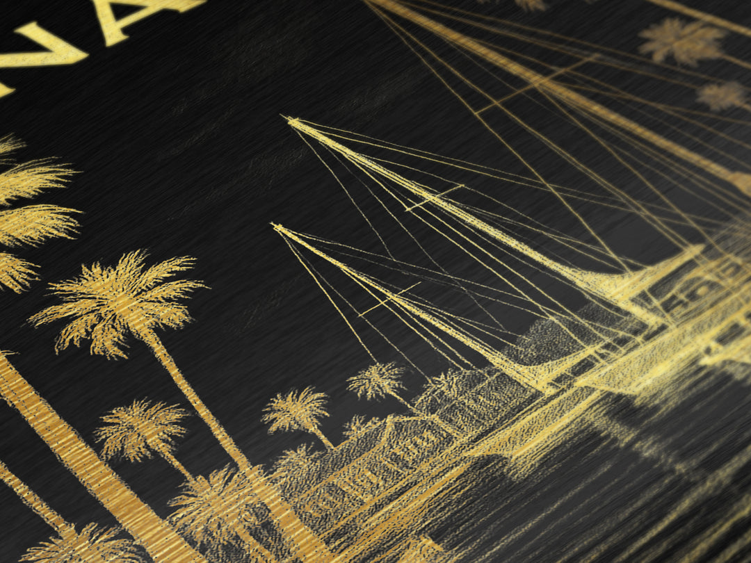Oxnard California travel, Metallic Gold Print, Modern House Art, Metal Art, Wood Framed Art, Traveler Gift, Destination Gift