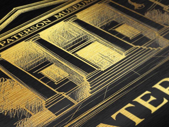 Paterson New Jersey art, Metallic Gold Art, Modern House Art, Metal Art, Wood Framed Art, Graduation Travel Gift, Travel Gift