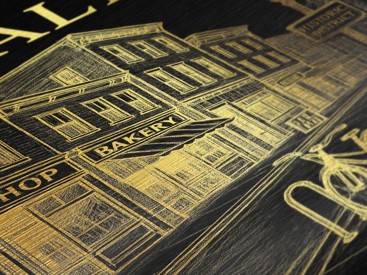 Rialto California travel, Metallic Gold Print, College Dorm Décor, Metal Art, Wood Framed Art, Graduation Travel Gift, Traveler Gift