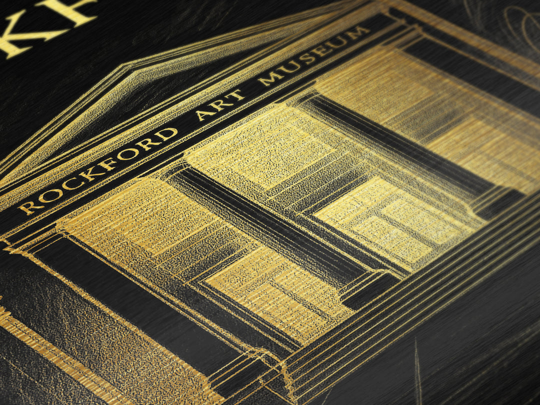 Rockford Illinois travel, Metallic Gold Print, Modern House Art, Metal Art, Wood Framed Art, Wanderlust Gift, Travel Art Prints