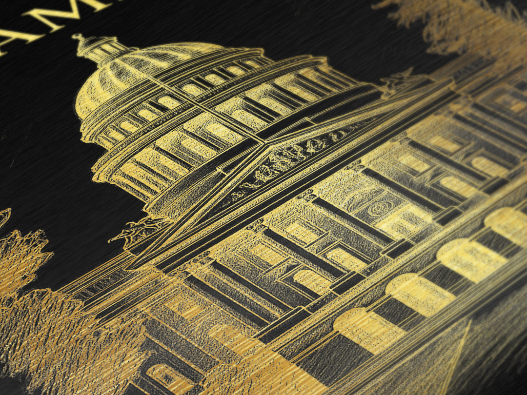 Sacramento California travel, Metallic Gold Print, Modern Skyline Wall Print, Metal Art, Wood Framed Art, Adventure Lover Gift, Travel Gift