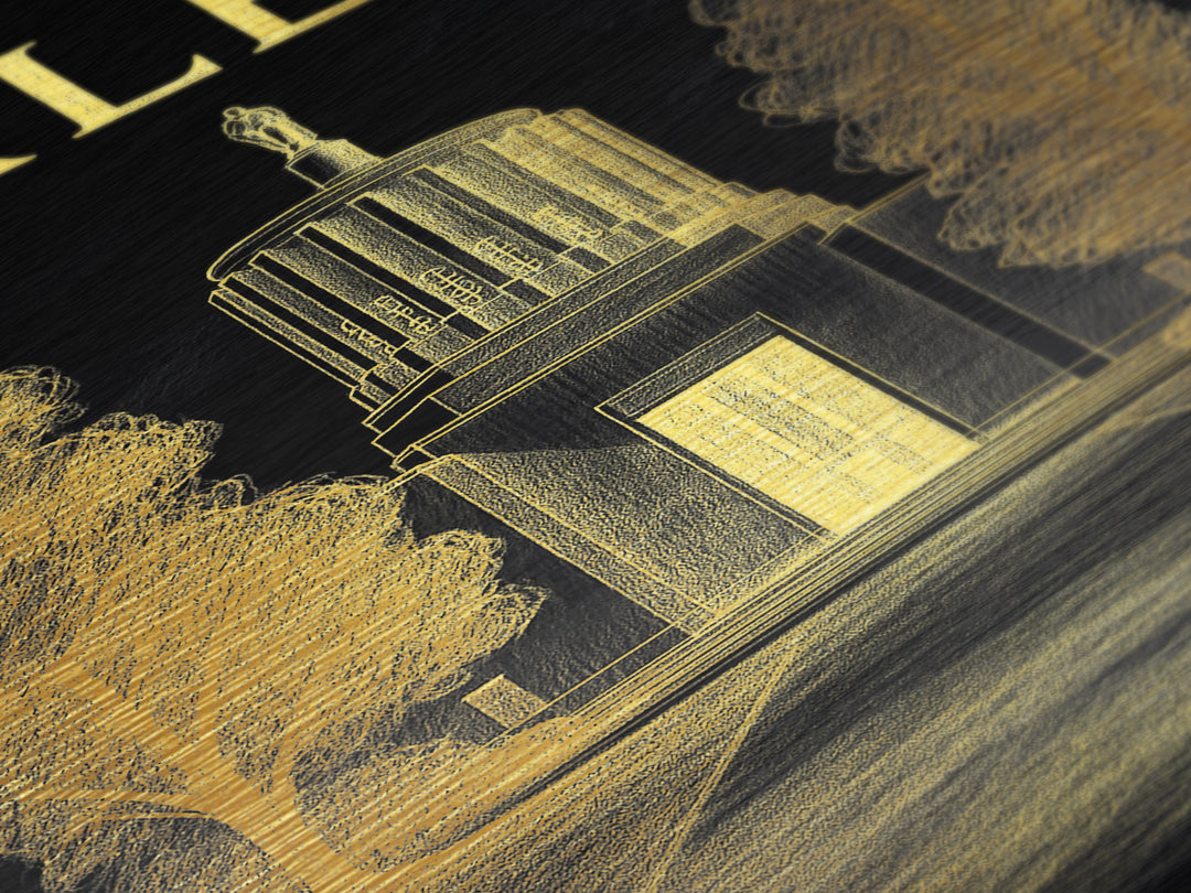 Salem Oregon travel, Metallic Gold Print, Modern House Art, Metal Art, Wood Framed Art, Wanderlust Gift, Travel Art Prints