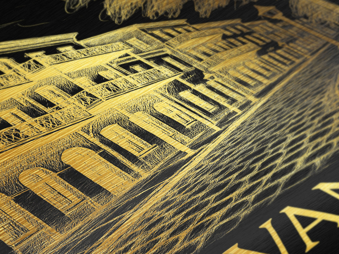 Savannah Georgia art, Metallic Gold Print, College Dorm Décor, Metal Art, Wood Framed Art, Graduation Travel Gift, Traveler Gift