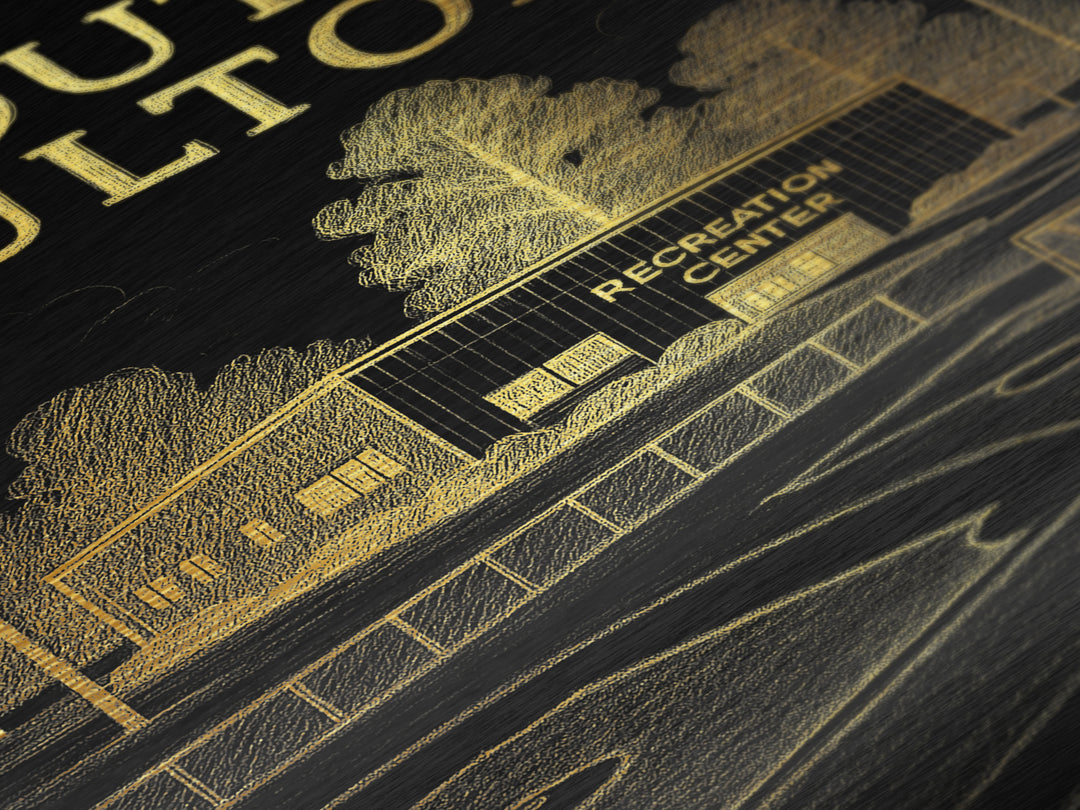 South Fulton Georgia travel, Metallic Gold Print, Closing Gift, Metal Art, Wood Framed Art, Anniversary Travel Gift, Retirement Gift