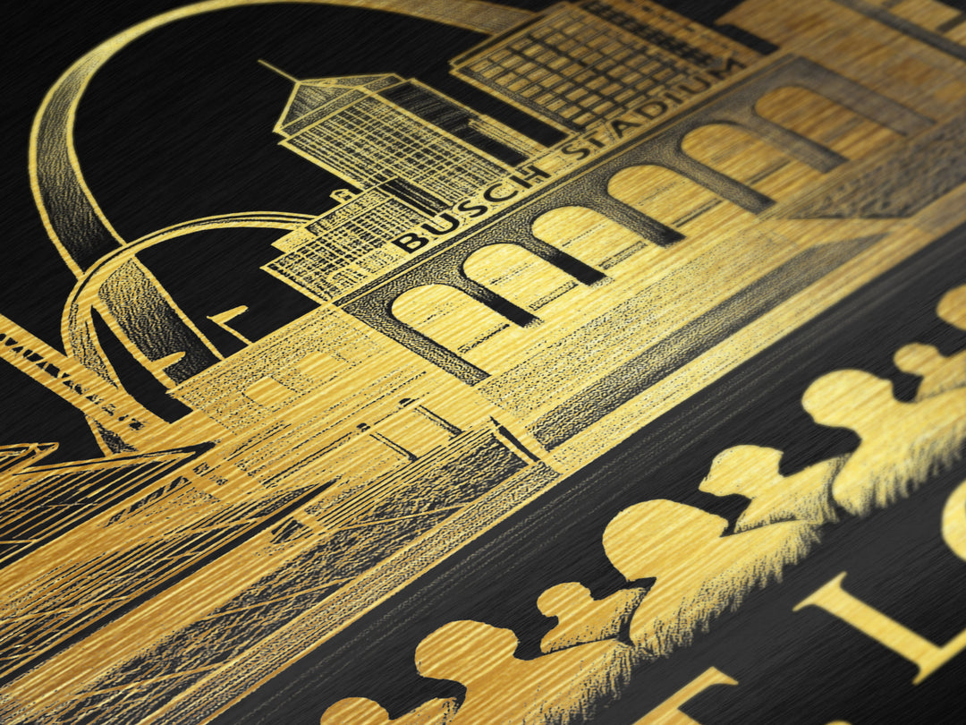 St. Louis Missouri art, Metallic Gold Art, Office Decor, Metal Art, Wood Framed Art, Graduation Travel Gift, Destination Gift