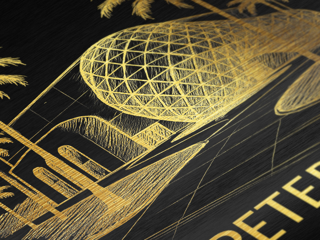 St. Petersburg Florida art, Metallic Gold Art, Modern House Art, Metal Art, Wood Framed Art, Graduation Travel Gift, Travel Gift