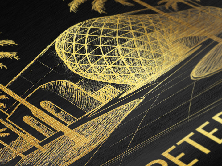 St. Petersburg Florida art, Metallic Gold Art, Modern House Art, Metal Art, Wood Framed Art, Graduation Travel Gift, Travel Gift