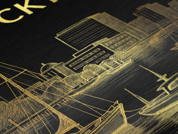 Stockton California travel, Metallic Gold Print, Modern House Art, Metal Art, Wood Framed Art, Wanderlust Gift, Travel Art Prints