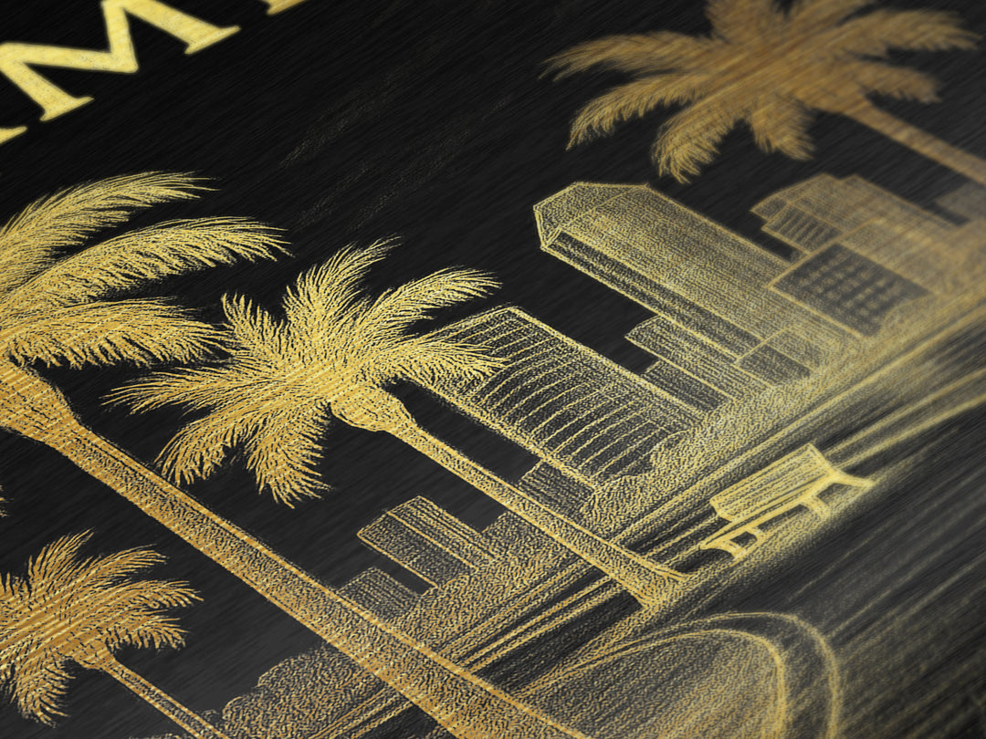 Tampa Florida travel, Metallic Gold Print, Modern Skyline Wall Print, Metal Art, Wood Framed Art, Adventure Lover Gift, Travel Gift