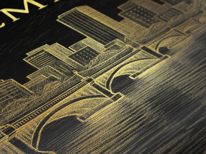 Tempe Arizona travel, Metallic Gold Print, Modern House Art, Metal Art, Wood Framed Art, Wanderlust Gift, Travel Art Prints