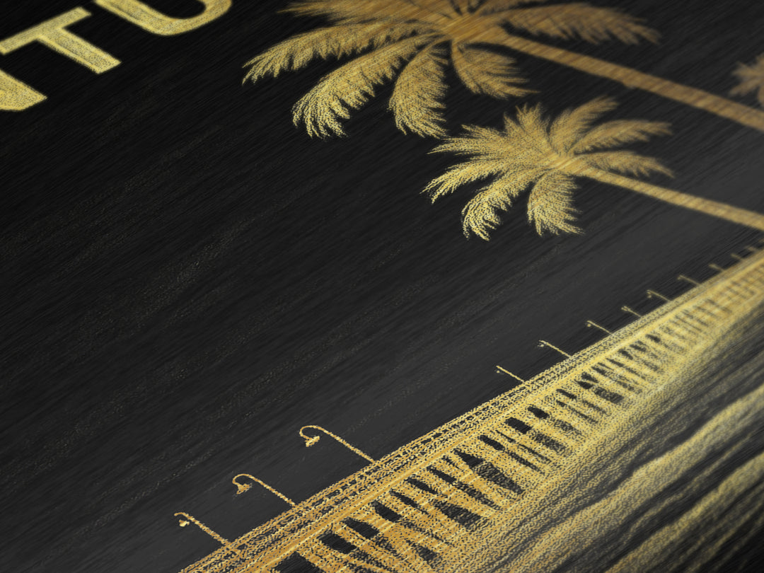 Ventura California travel, Metallic Gold Print, Wood Framed Art, Metal Art, Modern Wall Art, Metallic Gold Print, Modern Art