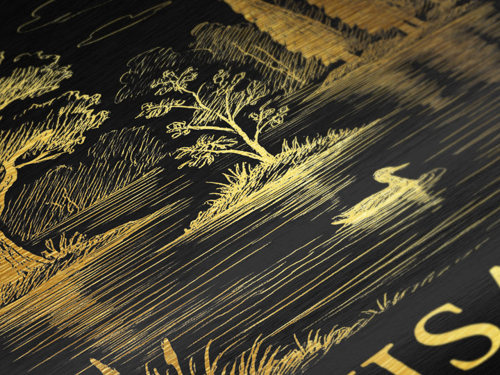 Visalia California art, Metallic Gold Art, Wood Framed Art, Metal Art, Modern House Art, Metallic Gold Art, Bedroom Wall Art