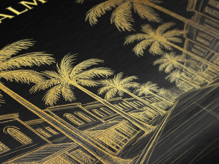 West Palm Beach Florida travel, Metallic Gold Print, Wood Framed Art, Metal Art, Office Decor, Metallic Gold Print, Modern Art