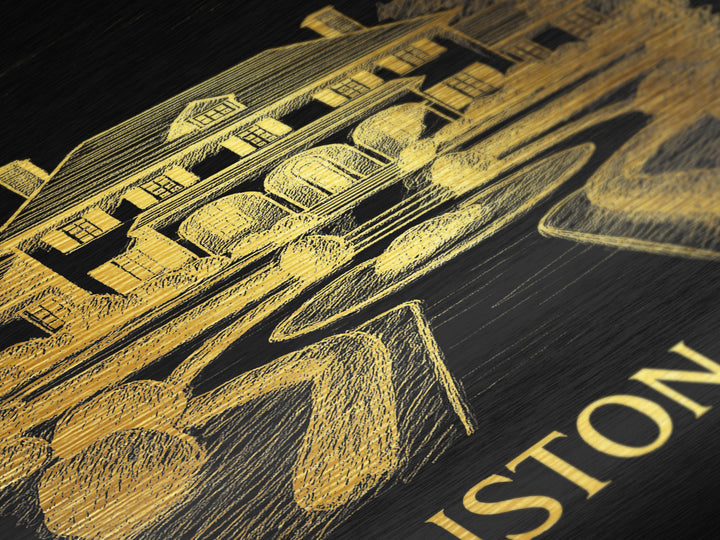 Winston Salem North Carolina art, Metallic Gold Art, Wood Framed Art, Metal Art, Office Decor, Metallic Gold Art