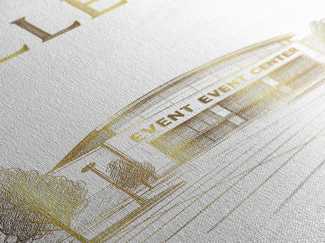 Allen Texas Travel Poster, Canvas Print, Gold Line Drawing Wall Art, Allen Art Print, Office Decor, Wanderlust Decor, Eclectic Wall Decor