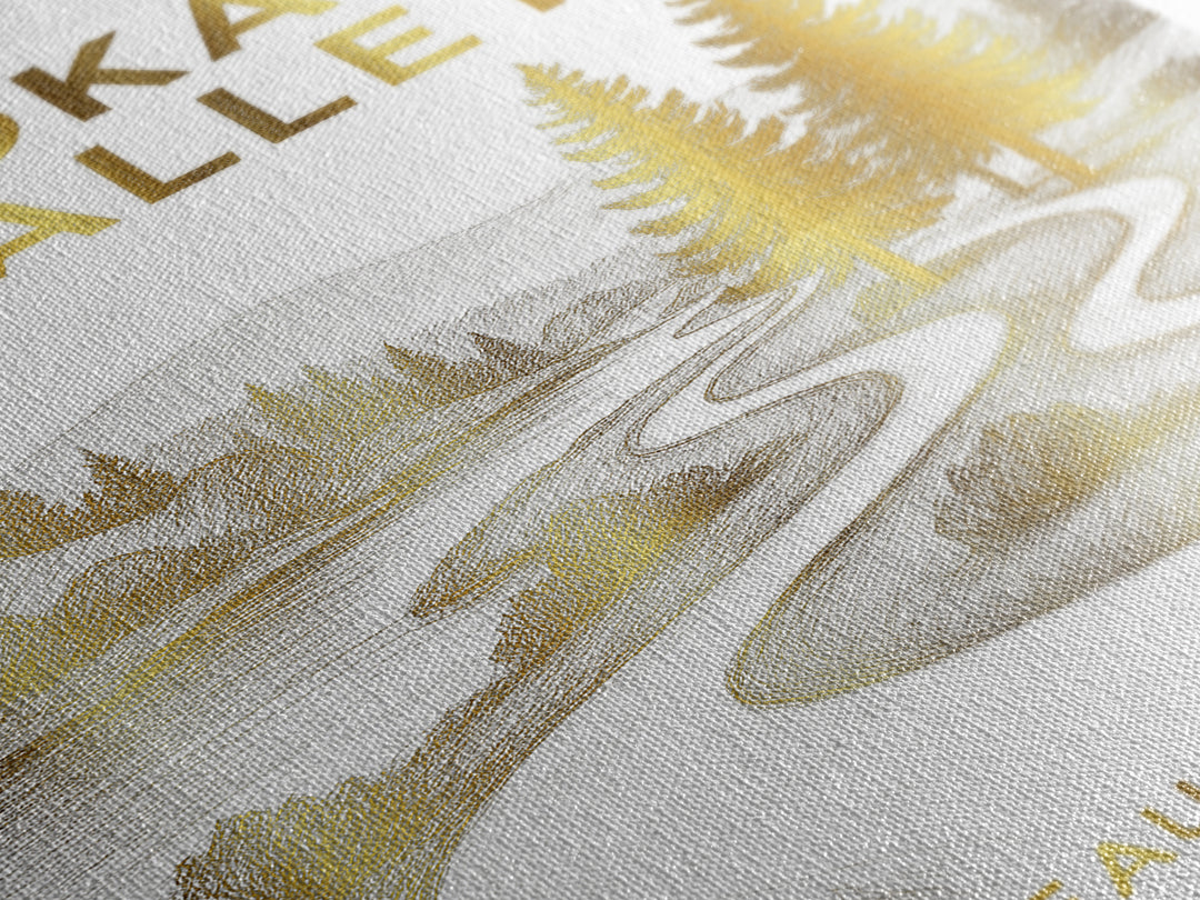 Spokane Valley Washington Travel Poster, Canvas Print, White And Gold Sketch Art, Spokane Valley Art Print, Watercolor Skyline, Wall Art