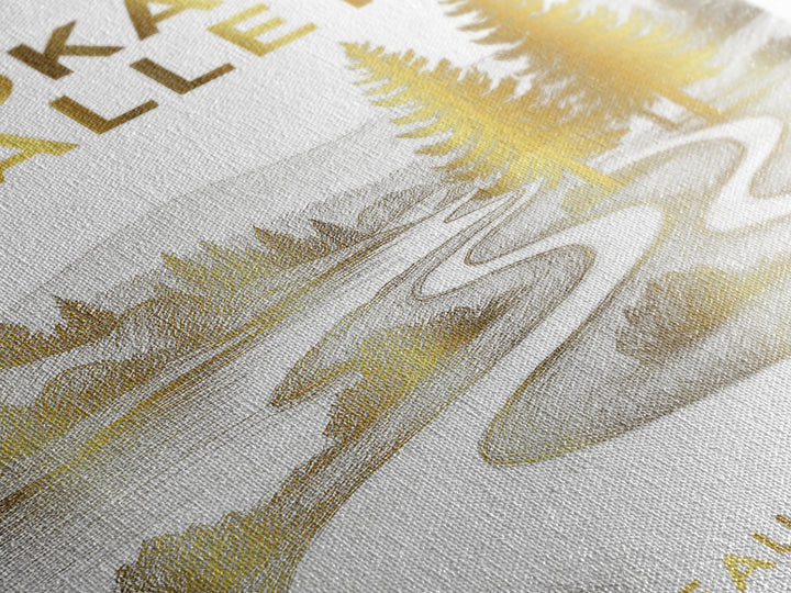 Spokane Valley Washington Travel Poster, Canvas Print, White And Gold Sketch Art, Spokane Valley Art Print, Watercolor Skyline, Wall Art