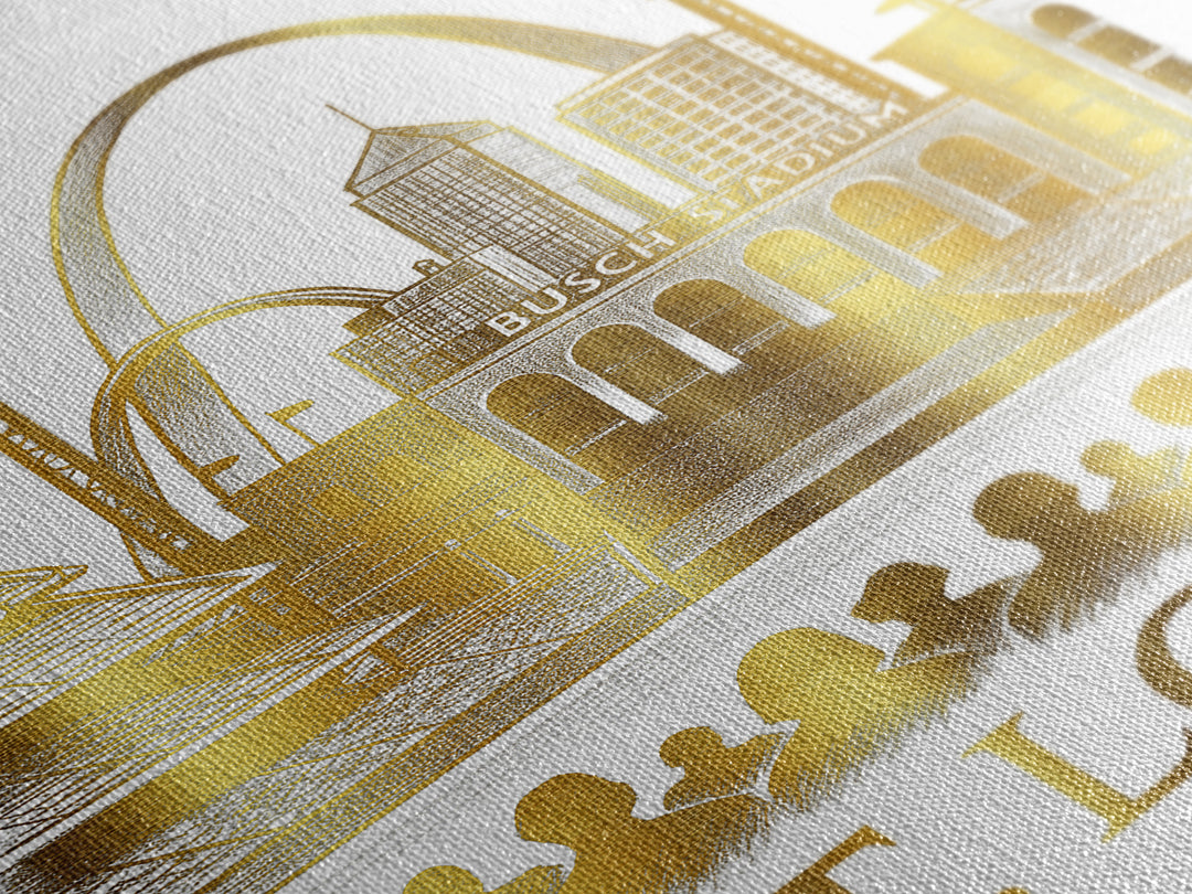 St Louis Travel Poster, Canvas Print, Gold Line Drawing Wall Art, St Louis Art Print, Travel Poster Set, Travel Art Print, Fine Art Print