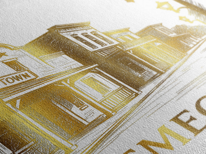 Temecula Travel Poster, Canvas Print, White And Gold Sketch Art, Temecula Travel Art, Vintage City Poster, Travel Poster Art, Design 2