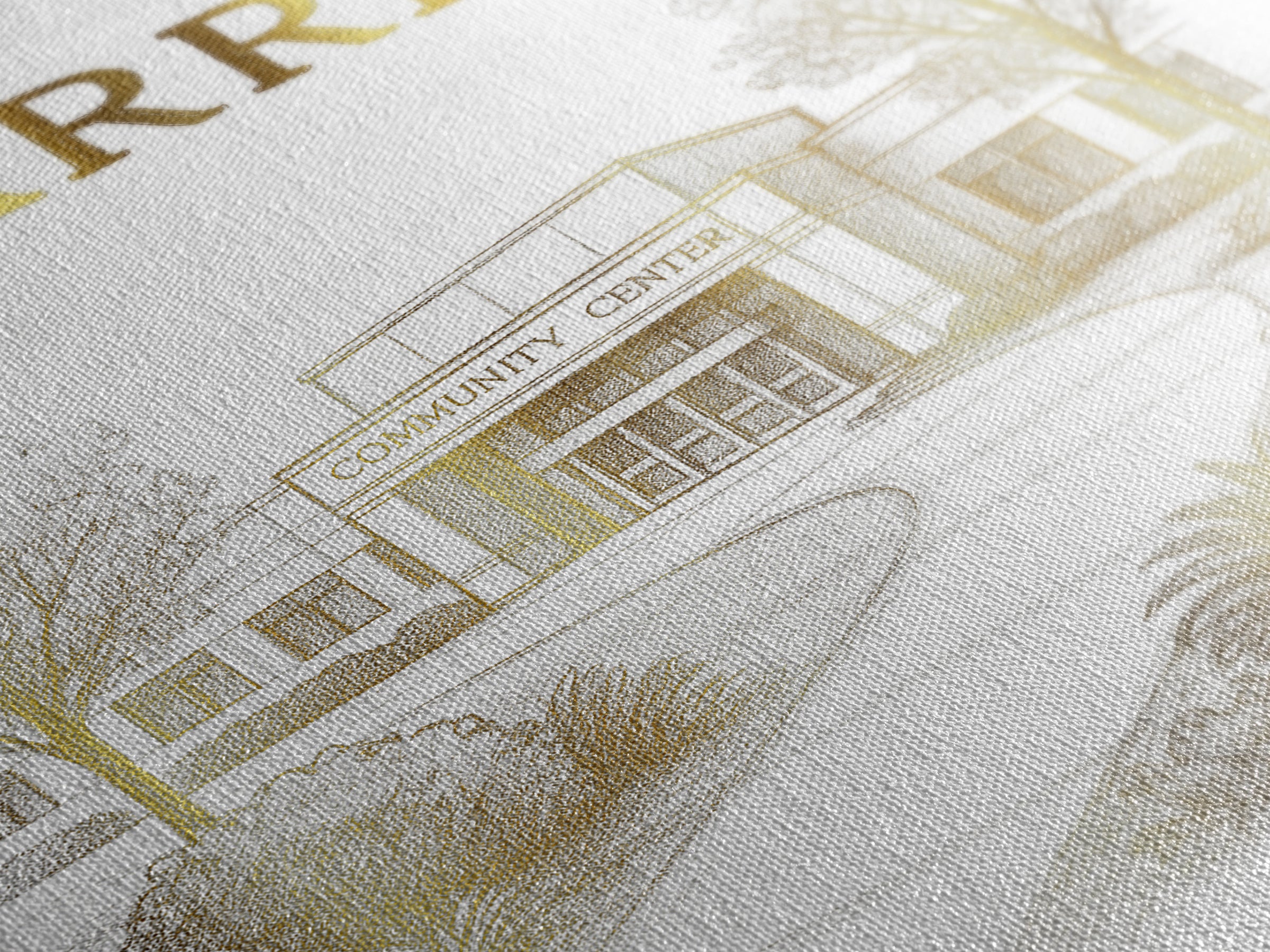Warren Michigan Travel Poster, Canvas Print, White And Gold Sketch Art, Warren Travel Art, City Art Print, Eclectic Wall Decor, Poster Art
