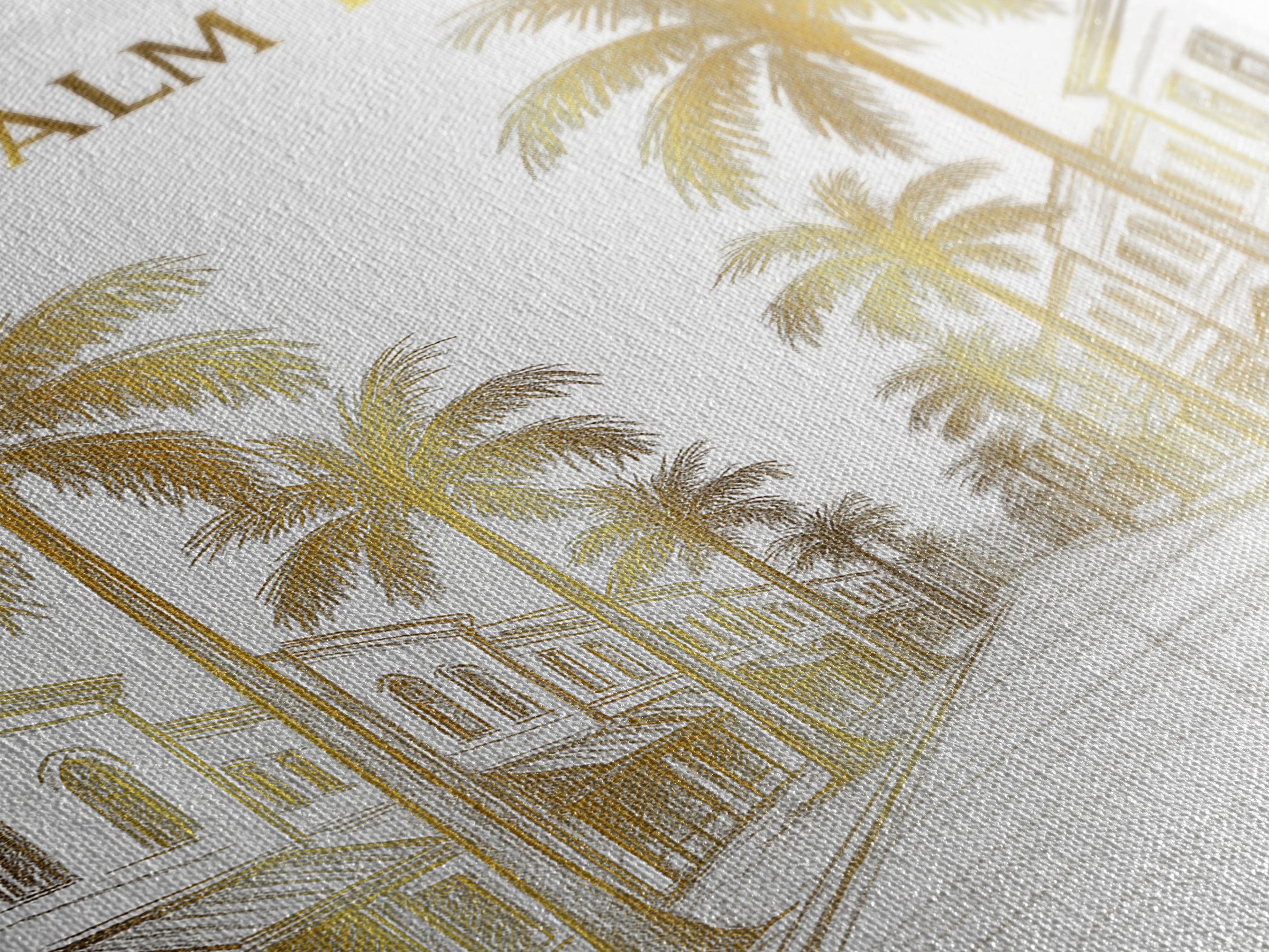 West Palm Beach Florida Travel Poster, Canvas Print, Gold Line Drawing Wall Art, West Palm Beach Art Print, Office Decor, City Poster