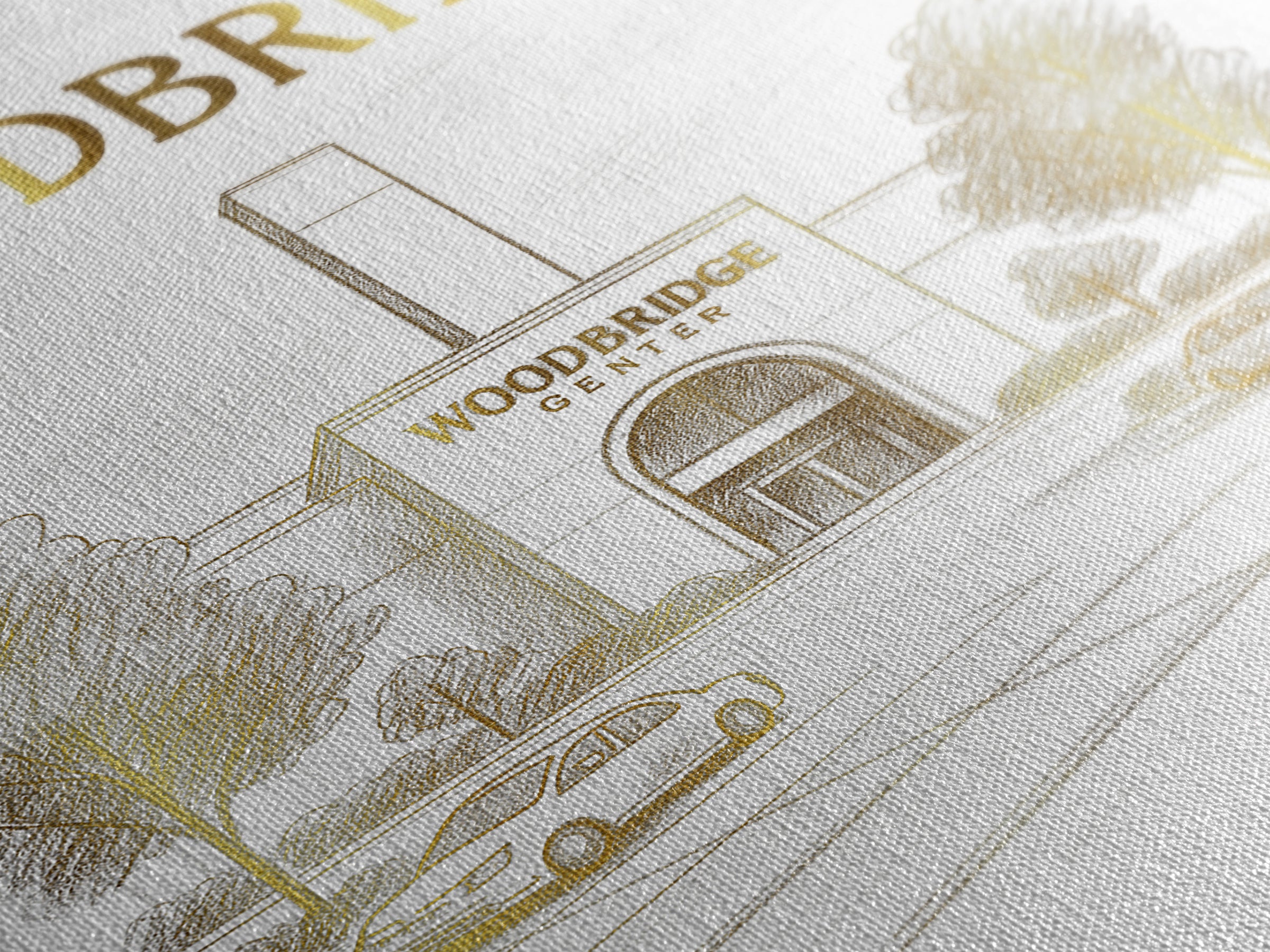 Woodbridge Virginia Travel Poster, Canvas Print, Gold Line Drawing Wall Art, Woodbridge Travel Art, Living Room Wall Art, Wanderlust Decor