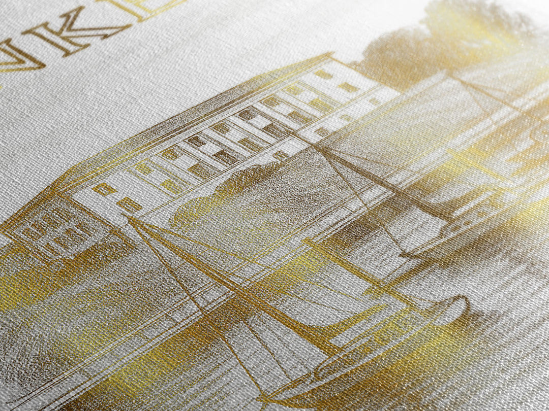 Yonkers New York Travel Poster, Canvas Print, White And Gold Sketch Art, Yonkers Travel Art, Travel Art, Travel Wall Art, City Travel Prints