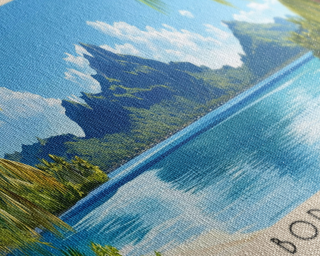 Bora Bora, France Panoramic Beach Print, Vacation Gift, France Wall Art, Beach Painting, Beach Decor, Beach Painting