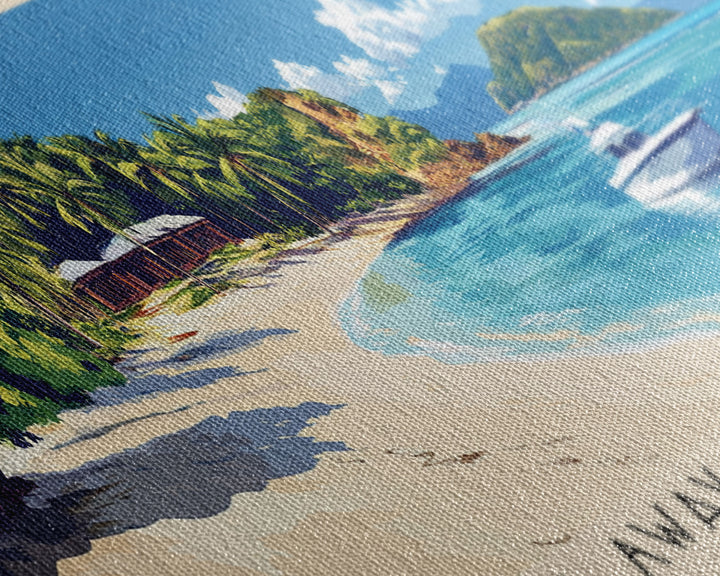Cast Away Island Beach, Fiji Panoramic Print, Vacation Gift, Fiji Wall Art, Beach Painting, Beach Decor, Beach Or Lakehouse Art