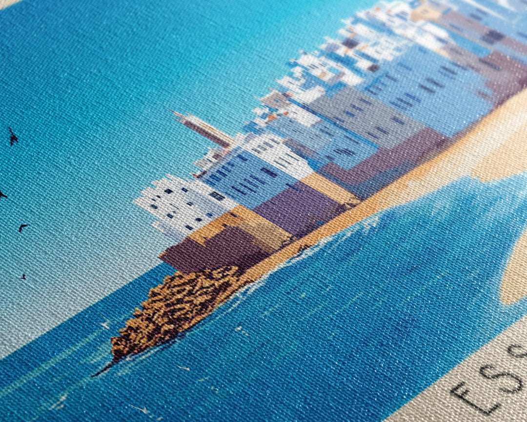 Essaouira, Morocco Panoramic Print, Vacation Gift, Morocco Wall Art, Beach Painting, Beach Decor, Beach Or Lakehouse Art