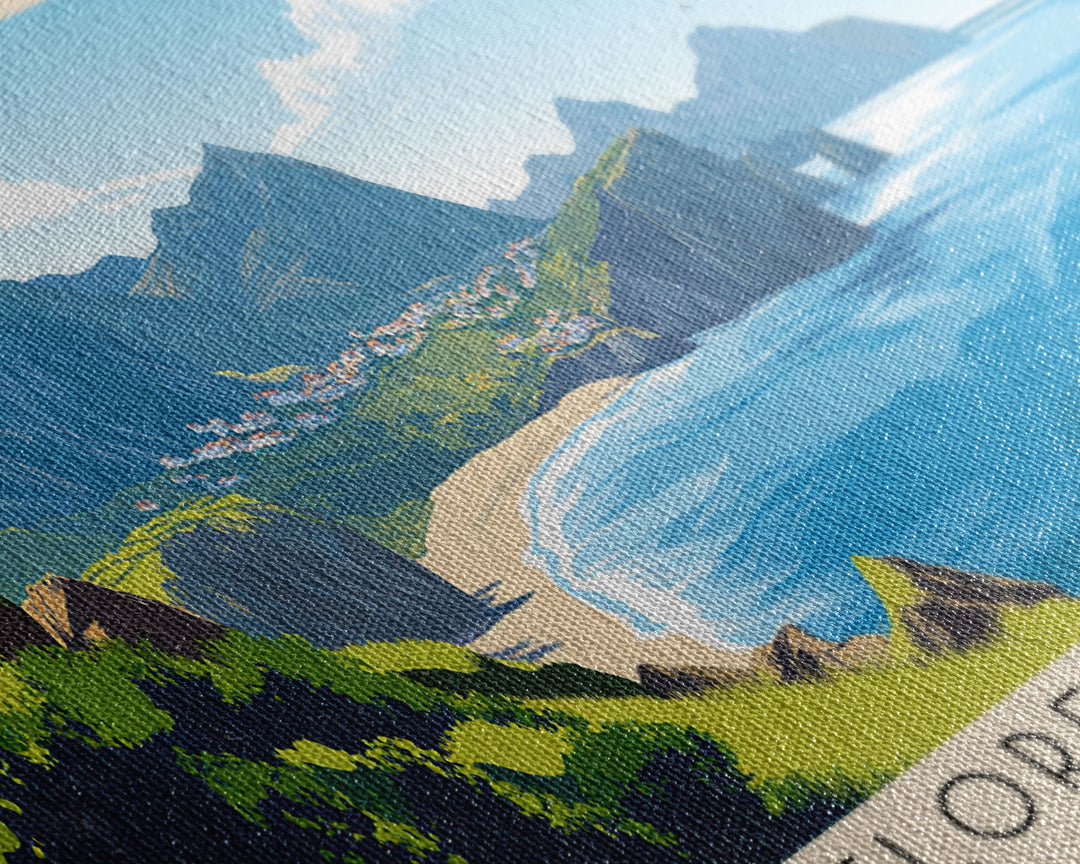 Flores Island, Portugal Panoramic Print, Vacation Gift, Portugal Wall Art, Beach Painting, Beach Decor, Large Wall Art, Wood Frame Art