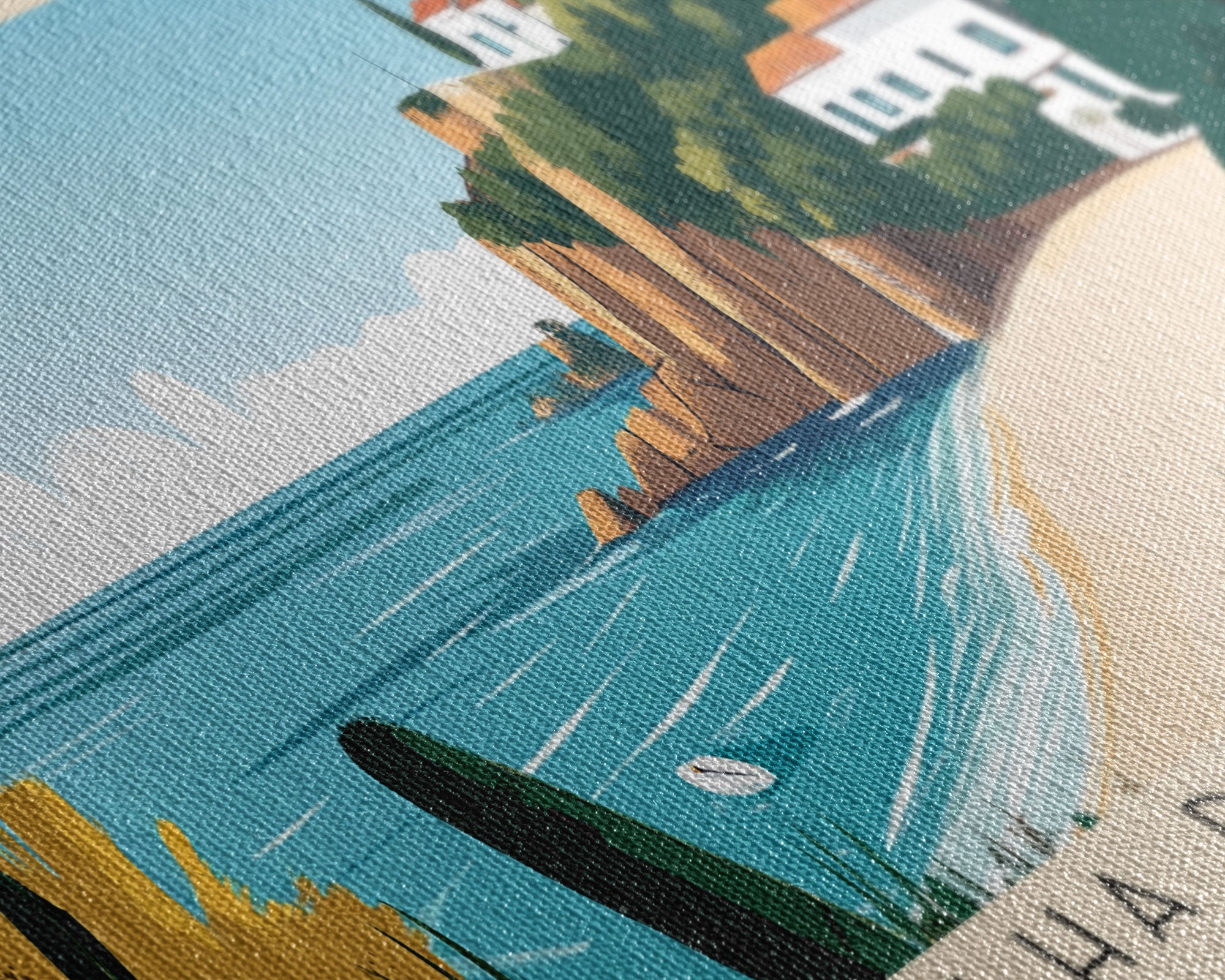 Ilha da Fuseta, Portugal Panoramic Print, Vacation Gift, Portugal Wall Art, Beach Painting, Beach Decor, Large Wall Art, Wood Frame Art