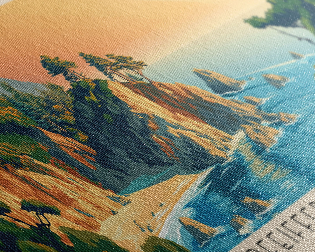 Julia Pfeiffer Burns State Park, California Panoramic Print, Vacation Gift, California Wall Art, Beach Painting, Beach Decor, Large Wall Art, Wood Frame Art