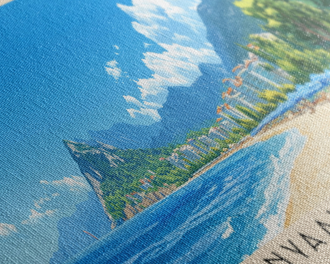 Konyaaltı Beaches, Turkey Panoramic Print, Vacation Gift, Turkey Wall Art, Beach Painting, Beach Decor, Beach Or Lakehouse Art