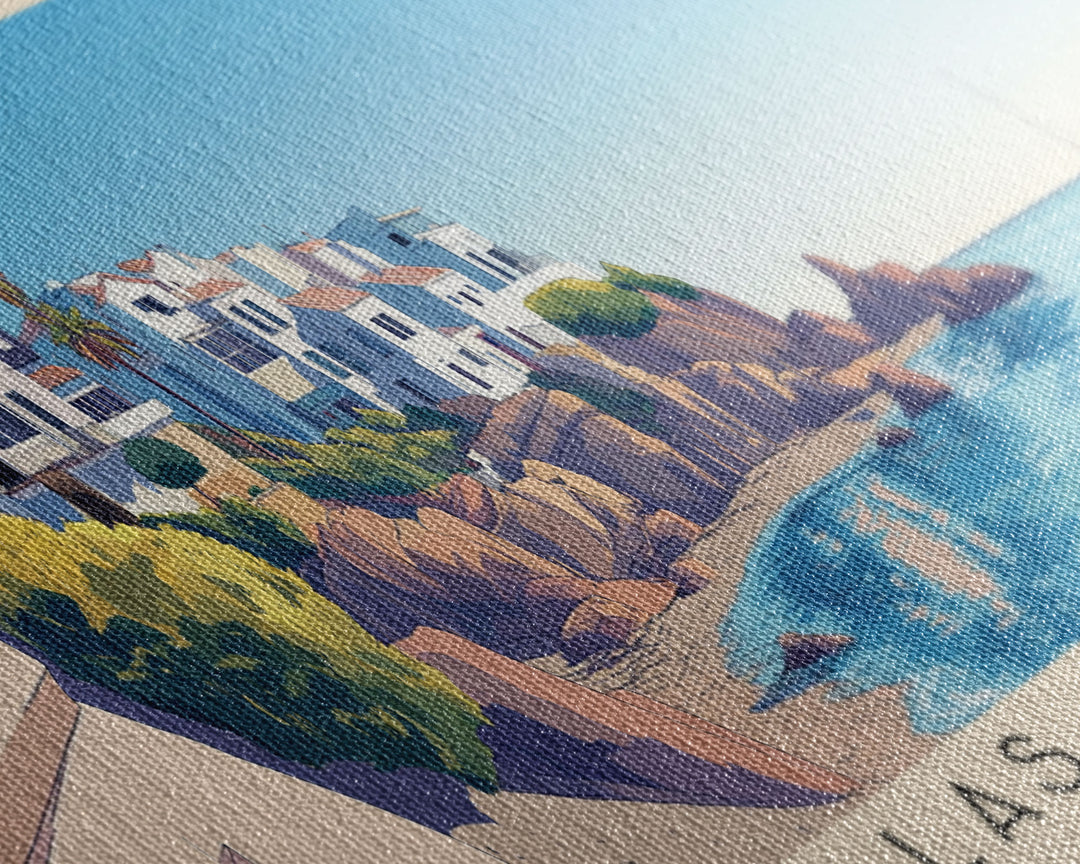 Las Salinas, Spain Panoramic Beach Print, Vacation Gift, Spain Wall Art, Beach Painting, Beach Decor, Beach Painting