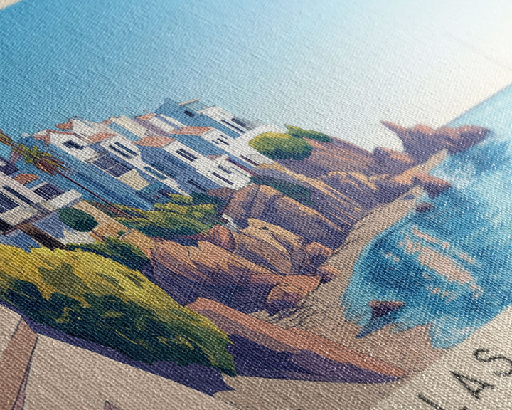 Las Salinas, Spain Panoramic Beach Print, Vacation Gift, Spain Wall Art, Beach Painting, Beach Decor, Beach Painting