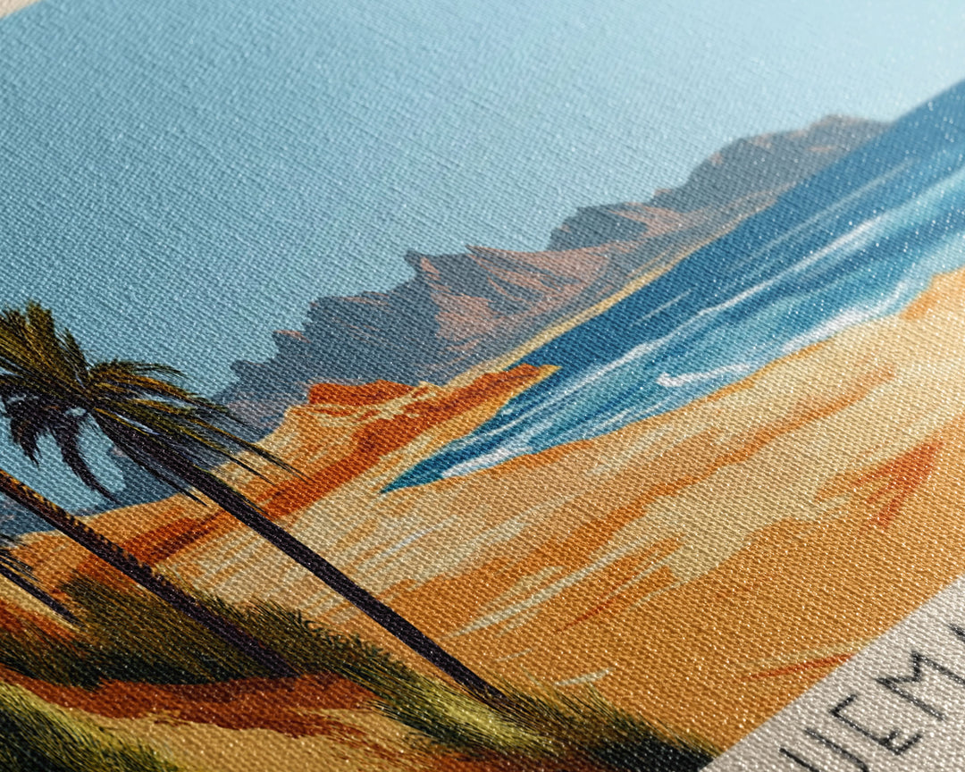 Quemado Beach, Morocco Panoramic Print, Vacation Gift, Morocco Wall Art, Beach Painting, Beach Decor, Large Wall Art, Wood Frame Art