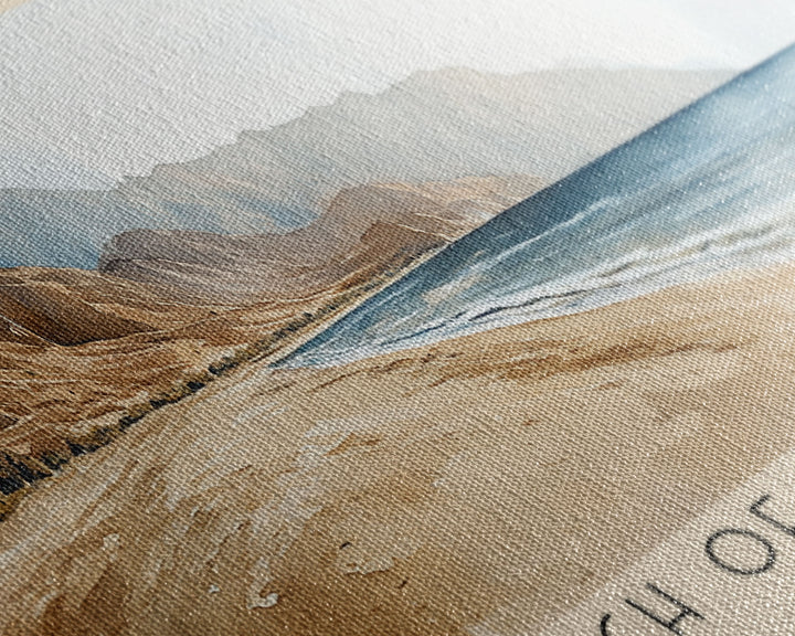 Beach of Oued Laou, Morocco Watercolor Print, Vacation Gift, Morocco Wall Art, Beach Painting, Beach Decor, Large Wall Art, Wood Frame Art